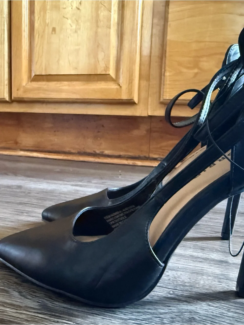 Black Pointed Toe Ankle-Strap Heels